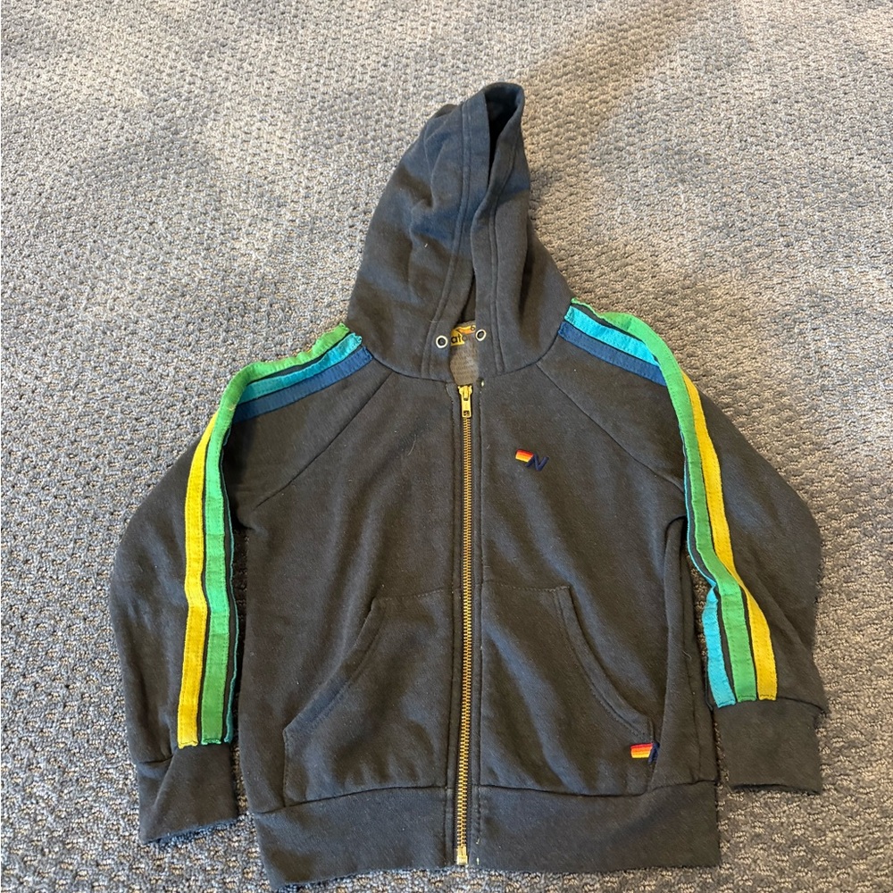 Kids' aviator nation Hoodie with Rainbow Stripes